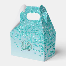 Caja Para Regalos Dulce 16 Cumpleaños Glam Purpurina Azul Verde azul