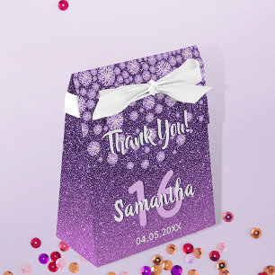 Caja Para Regalos Dulce 16 diamantes de purpurina rosa morado