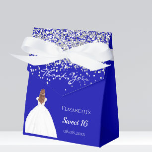 Caja Para Regalos Dulce 16 fiesta de vestimenta blanca azul real