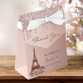 Caja Para Regalos Dulce 16 oro rosa París gracias