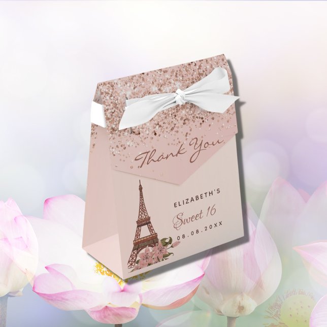 Caja Para Regalos Dulce 16 oro rosa París gracias (Subido por el creador)