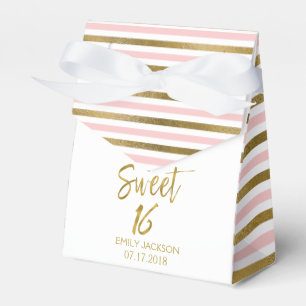 Caja Para Regalos Dulce 16 Rayas rosadas y de Relieve metalizado dor