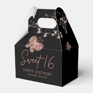 Caja Para Regalos Dulce 16 Rosa Moda de mariposa dorada Cumpleaños m
