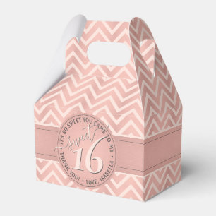 Caja Para Regalos Dulce Chevron Rosa, fiesta de cumpleaños número 16