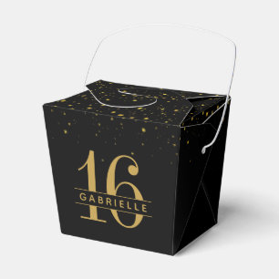 Caja Para Regalos Dulce Confetti de oro negro 16, sacado personaliza