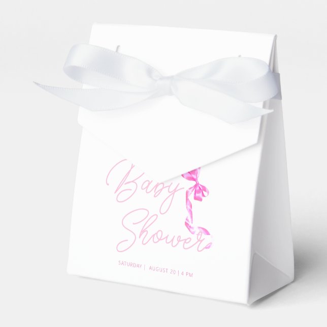 Caja Para Regalos Dulce Coquette Pink Bow Tie Elegant Baby Shower (Front Side)