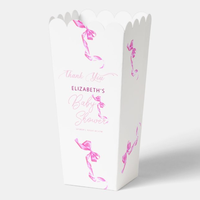 Caja Para Regalos Dulce Coquette Pink Bow Tie Elegant Baby Shower Fa (Anverso)