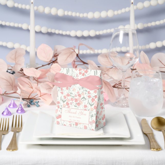 Caja Para Regalos Dulce crema floral de Pea y Boda rosa gracias (Boda)