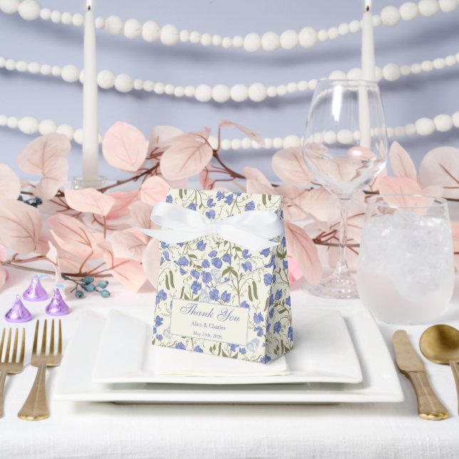 Caja Para Regalos Dulce crema floral y Boda azul (Boda)