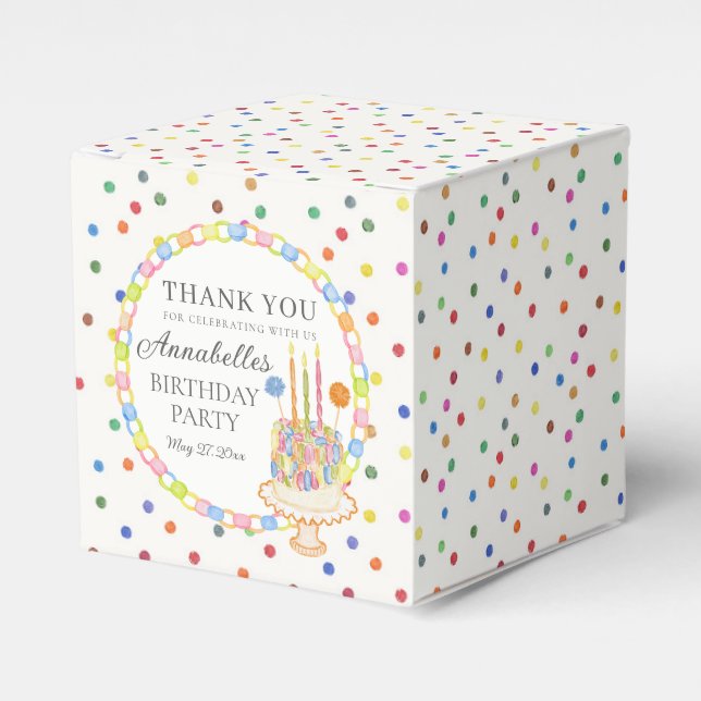 Caja Para Regalos Dulce de Cumpleaños con Confeti (Costado Anverso)