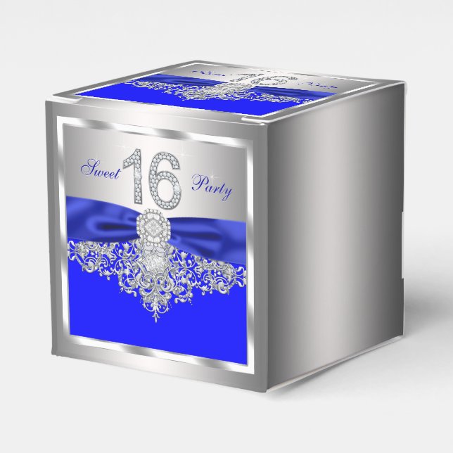 Caja Para Regalos Dulce de Diamante Azul Real 16 (Costado Anverso)