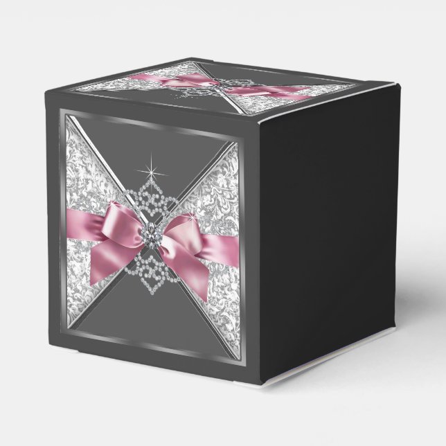 Caja Para Regalos Dulce de diamante rosa y negro 16 (Reverso Costado)