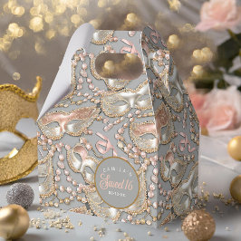 Caja Para Regalos Dulce de mascarada 16 Patrón Rosa de oro ID1032