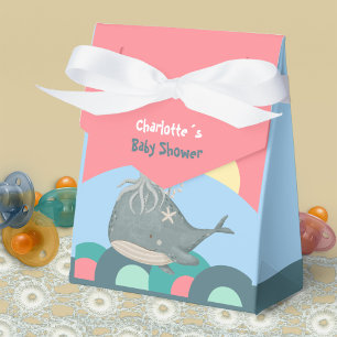 Caja Para Regalos Dulce Fiesta de Bebé Rosa Ballena Calamar Náutico