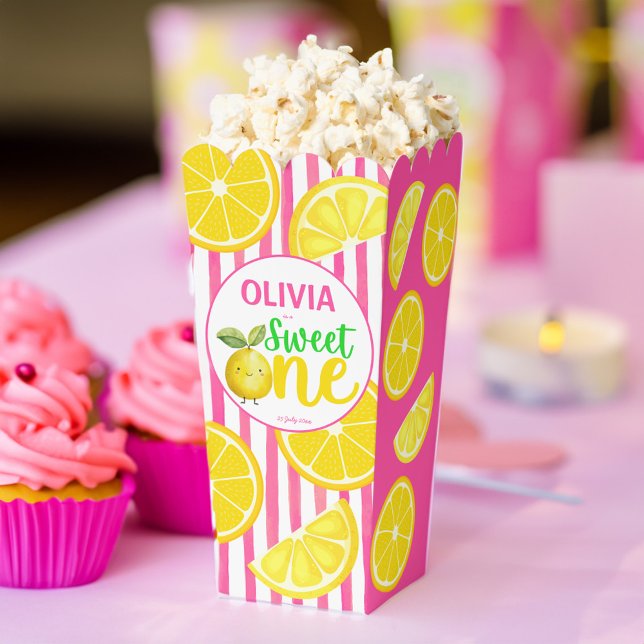 Caja Para Regalos Dulce fiesta de cumpleaños de limonada rosa palomi (Sweet one pink lemonade summer girls birthday party personalized popcorn favor boxes party decor)