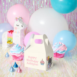 Caja Para Regalos Dulce fiesta de cumpleaños del gato negro de Kawai