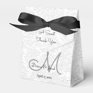 Caja Para Regalos Dulce Gracias Monograma Boda Gris Blanco