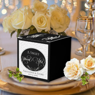 Caja Para Regalos Dulce Gracias - Negro/Plata