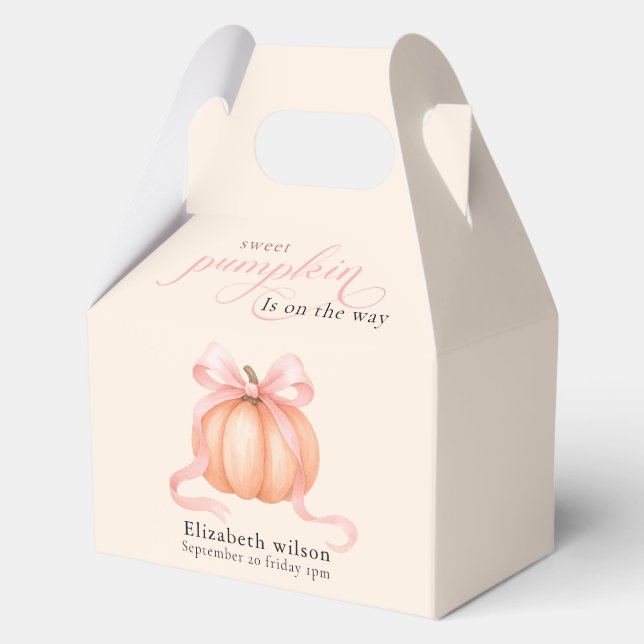 Caja Para Regalos Dulce La pequeña calabaza rosa arco está en camino (Anverso)