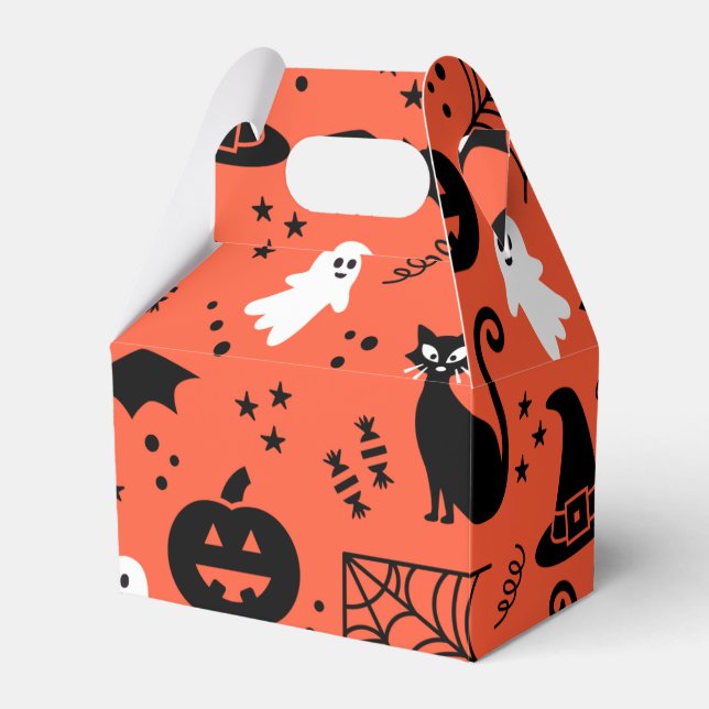 Caja Para Regalos Dulce Patrón de Halloween de Fantasma de Calabaza  (Front Side)