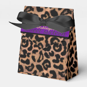 Caja Para Regalos Dulce púrpura 16 de la raya de Patt del leopardo