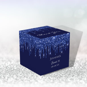 Caja Para Regalos Dulce purpurina blanco azul marino 16 gracias