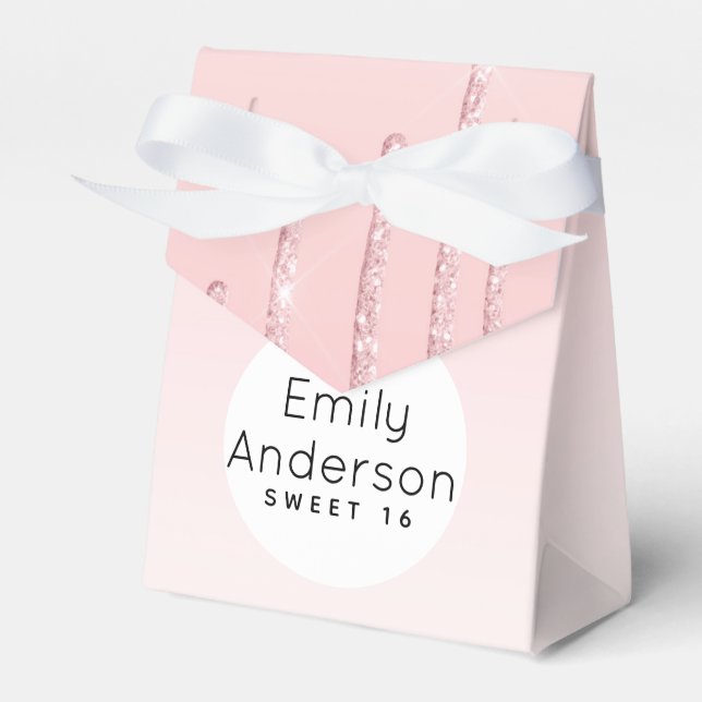 Caja Para Regalos Dulce Purpurina de goteo 16 Pink Trendy 16th Fiest (Front Side)