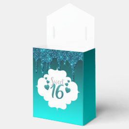 Caja Para Regalos Dulce Purpurina de goteo verde azulado 16