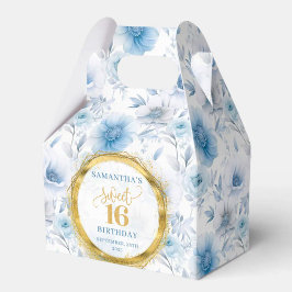 Caja Para Regalos Dulce radiante Dieciséis Boho Blue Gold Sparkle Bo