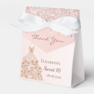 Caja Para Regalos Dulce vestido de 16 goteo rosado de oro rosa graci