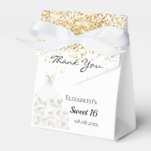 Dulce vestido de purpurina dorado blanco 16 gracia