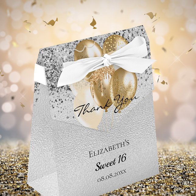 Caja Para Regalos Dulces 16 globos de oro plateado gracias (Subido por el creador)