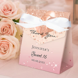 Caja Para Regalos Dulces 16 globos dorados rosados gracias