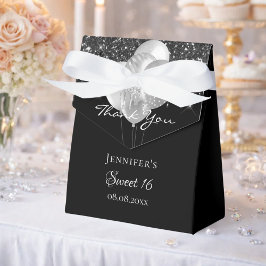 Caja Para Regalos Dulces 16 globos purpurinas de plata negra gracias