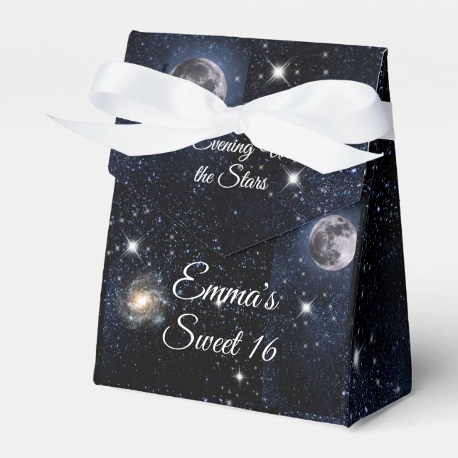 Caja Para Regalos Dulces Dieciséis Estrellas del Cielo Luna Espacio  (Front Side)