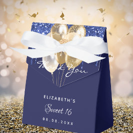 Caja Para Regalos Dulces globos dorados azul marino 16 gracias