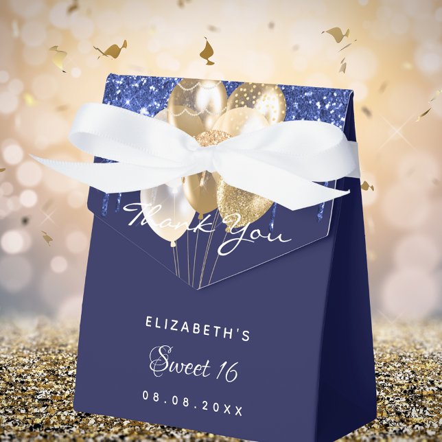 Caja Para Regalos Dulces globos dorados azul marino 16 gracias (Subido por el creador)