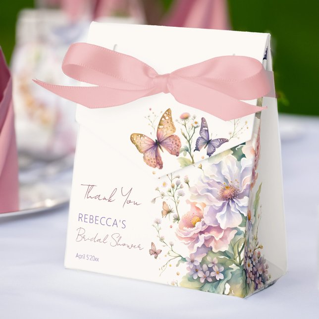 Caja Para Regalos Duración de la ducha con flores de mariposas (Lifetime of Butterflies floral bridal shower Favor Box bridal shower favors spring summer garden)