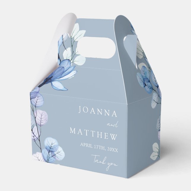 Caja Para Regalos Duste Blue Elegant Modern Floral Wedding (Reverso)