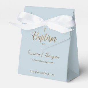Caja Para Regalos Duste Blue gold cross Baptism Gracias