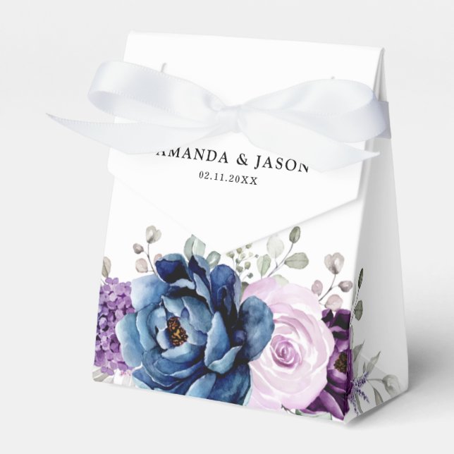 Caja Para Regalos Duste Blue Purple Blooms Boda Gracias (Front Side)