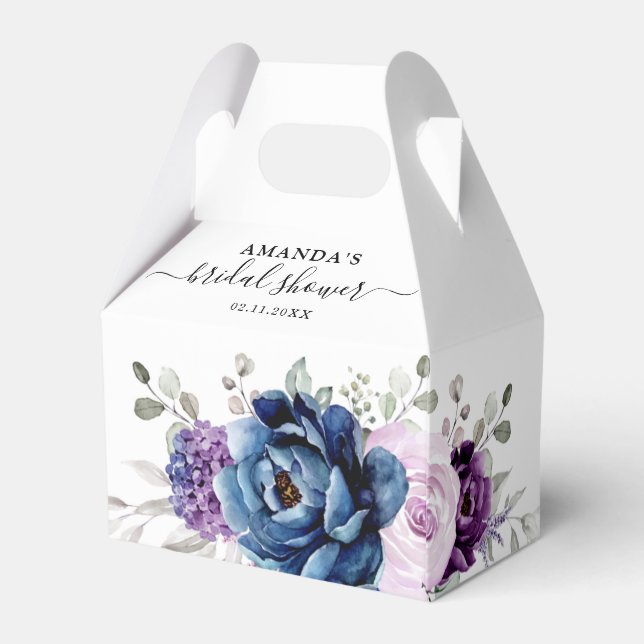 Caja Para Regalos Duste Blue Purple Lilac Flores Británicas (Reverso)