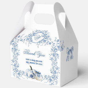 Caja Para Regalos Duste Blue Toile Floral Calabaza Chico Baby Shower