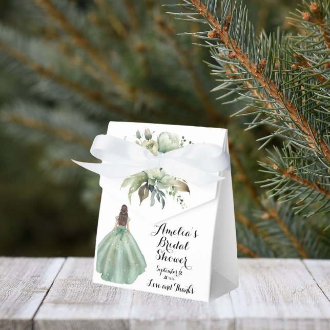 Caja Para Regalos Duste Green Gold Purpurina Vestido Bridal Shower (Subido por el creador)