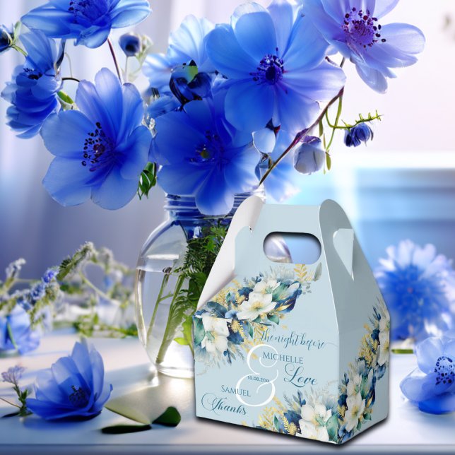 Caja Para Regalos Duste Purpurina De Oro Azul Floral La Noche Antes (Subido por el creador)