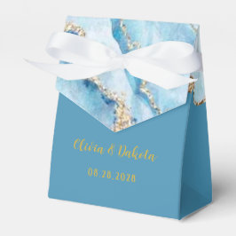 Caja Para Regalos Dusty Blue and Gold Agate Boda personalizada