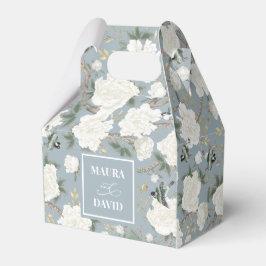 Caja Para Regalos Dusty Blue Chinoiserie Aves Boda Flores