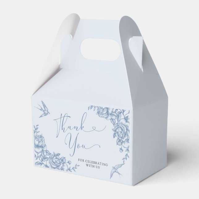 Caja Para Regalos Dusty Blue Chinoiserie Bridal Shower Favxes (Front Side)