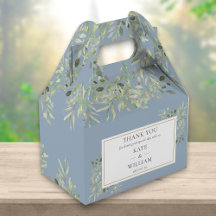 Dusty Blue Elegant Greenery Boda Gracias