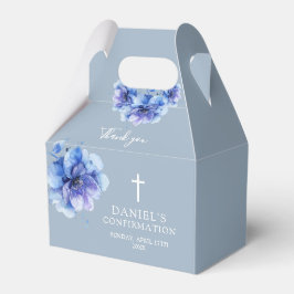 Caja Para Regalos Dusty Blue Elegant Watercolor Floral Confirmación